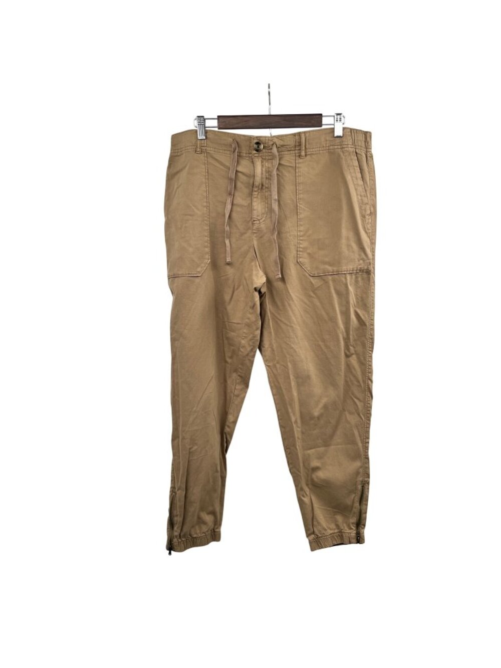 Sonoma Womens Jogger Khaki Pants Zip/Drawstring Tan Size 0X
